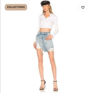 GRLFRND Rhoda High Low Mini Skirt in Lava Bed